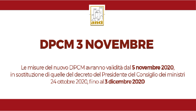 Coronavirus: DPCM 3 novembre 2020